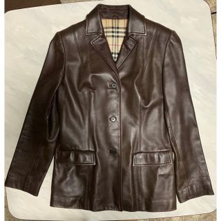 バーバリー(BURBERRY)のバーバリー　ラムレザージャケット　ダークブラウン　羊革　38サイズ(ライダースジャケット)