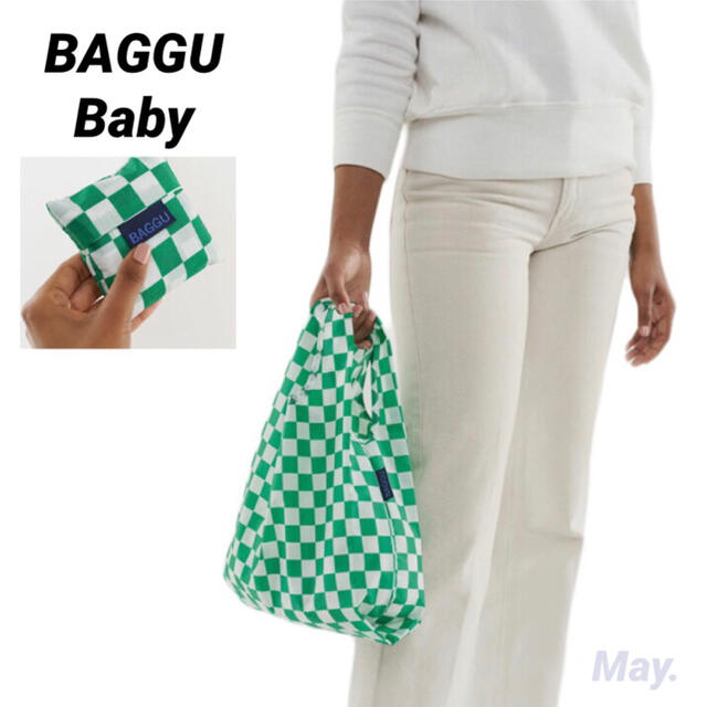 【BAGGU】グリーン チェッカーボード ベビー バグー