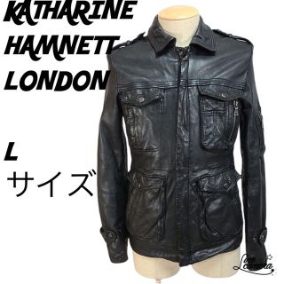 キャサリンハムネット(KATHARINE HAMNETT)のキャサリンハムネット レザー ジャケット L 本革 ブラック ラムレザー(レザージャケット)