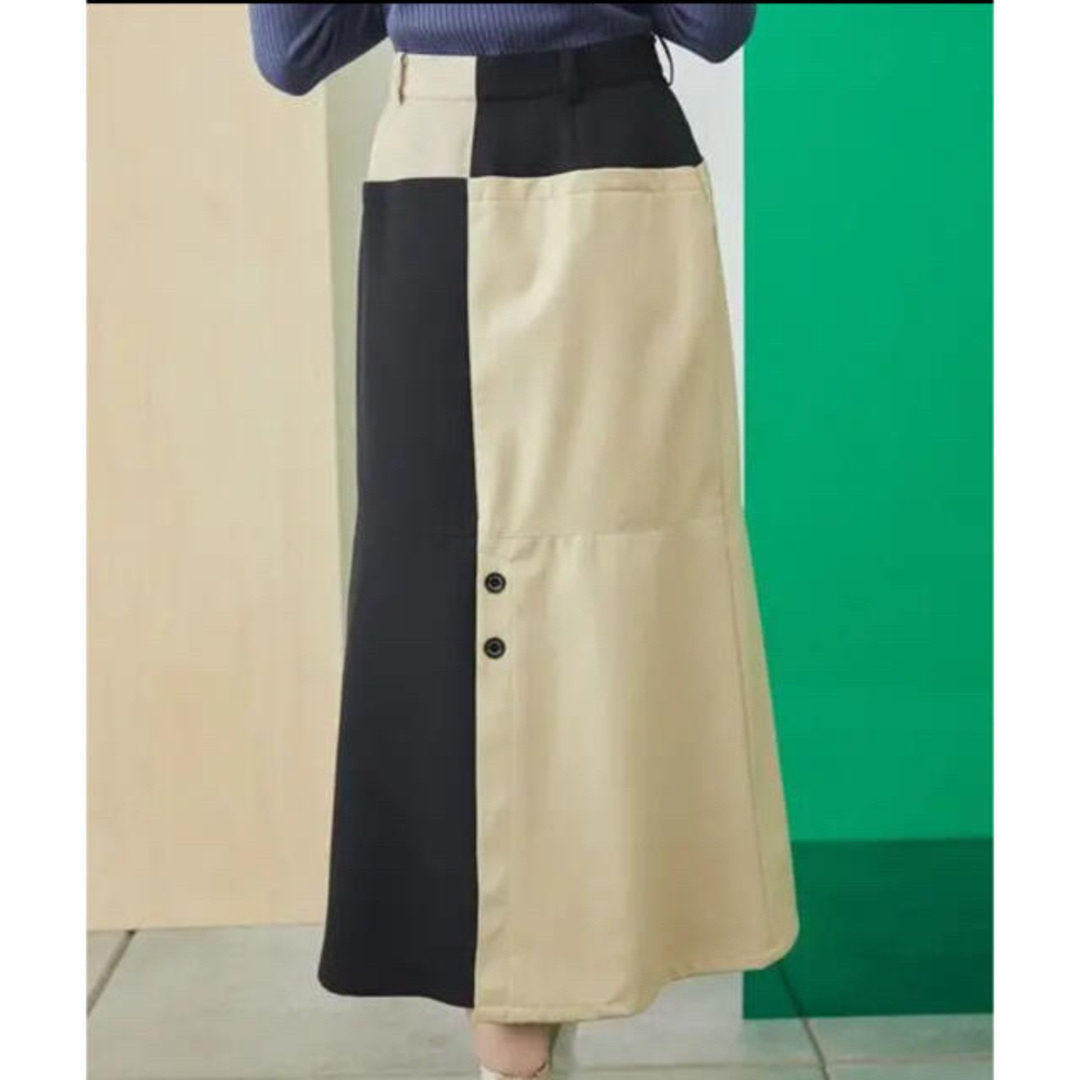 新品レザーブロッキングスカート　UNITED TOKYO レディースのスカート(ロングスカート)の商品写真