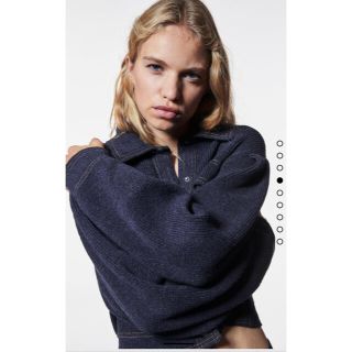 ザラ(ZARA)のZARA デニムテイスト　ニットカーディガン(カーディガン)