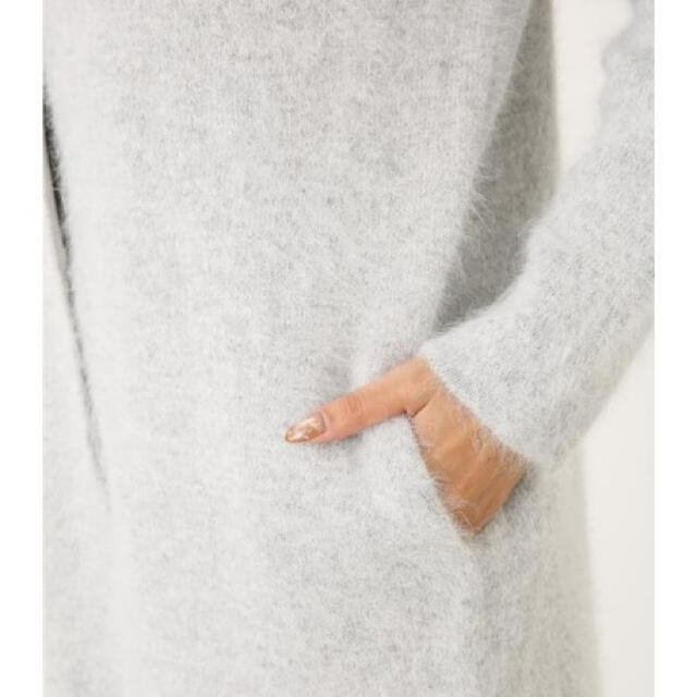 rienda(リエンダ)のAngora nylon knitノーカラーCD レディースのジャケット/アウター(ロングコート)の商品写真