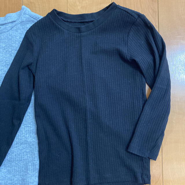 H&M(エイチアンドエム)のH&M 長袖リブTシャツ2枚、プチバトー　ダウン100 セット キッズ/ベビー/マタニティのキッズ服女の子用(90cm~)(Tシャツ/カットソー)の商品写真