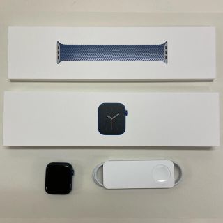 アップルウォッチ(Apple Watch)の美品 アップルウォッチ シリーズ6 44mm GPS ブルーアルミニウムケース(腕時計(デジタル))