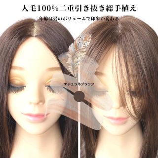 レミー人毛100% 二重引き抜き植毛　前髪から隠せて自然 【日本仕上げ】26cm(ロングストレート)