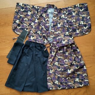 【ぴー助様】七五三着物　ハンドメイド　袴5点セット　100cm(和服/着物)