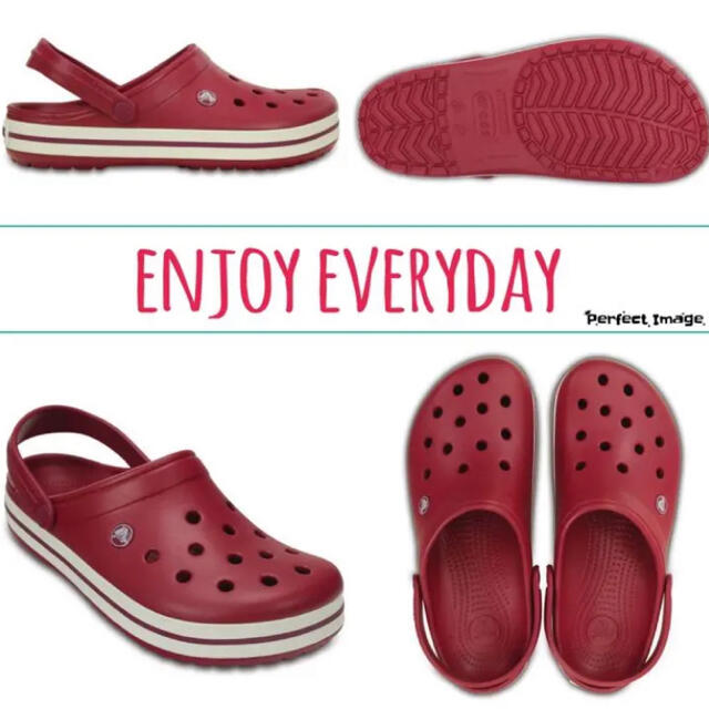 crocs(クロックス)の新品 クロックス クロックバンド ザクロ/ホワイト 23cm W7 未使用 レディースの靴/シューズ(サンダル)の商品写真