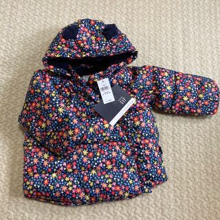 ベビーギャップ(babyGAP)のbabyGAP 花柄ボア付きダウン80cm(ジャケット/コート)