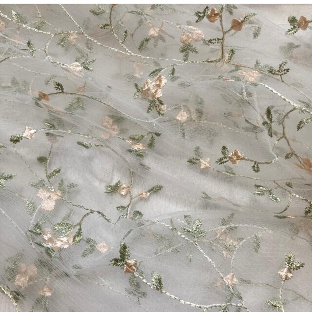 刺繍チュールレース ピンク 花 ラメ キラキラ 白 プリンセス 刺繍チュールレース ピンク 花 ラメ キラキラ 白 プリンセス
