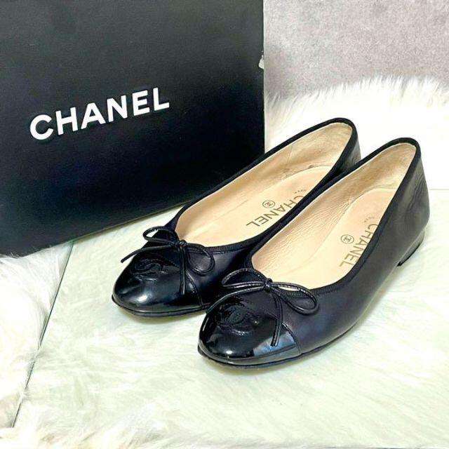 CHANEL バレリーナ 35.5 ココマーク リボン バレエシューズ 本体のみ