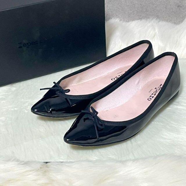 repetto ブリジット　エナメル　ブラック　バレエシューズ　36.5 黒