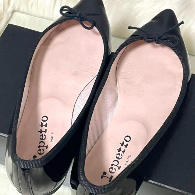 初期化済 repetto ブリジット エナメル ブラック バレエシューズ 36.5