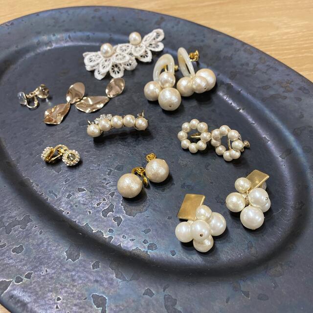 イヤリング　9種類　セット　ゴールド　パール　系 レディースのアクセサリー(イヤリング)の商品写真