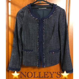 ノーリーズ(NOLLEY'S)のNOLLEY’S   ノーカラージャケット　ラメ入りツイード(ノーカラージャケット)