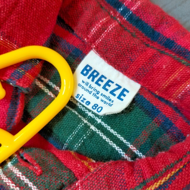 BREEZE(ブリーズ)のクリスマスカラー★BREEZE★赤チェックシャツ★80★ワインレッド★FOキッズ キッズ/ベビー/マタニティのベビー服(~85cm)(トレーナー)の商品写真