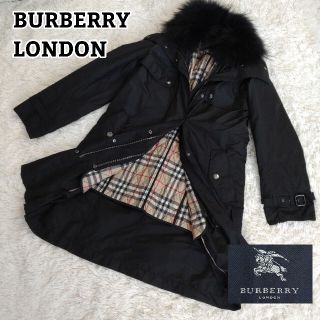 バーバリー(BURBERRY)の美品✨バーバリーロンドン ファー付コート ノバチェック ライナー ファー着脱可能(ロングコート)