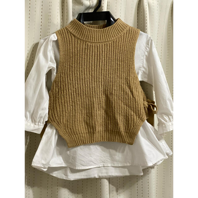 petit main(プティマイン)のニットベストブラウス　キッズMとL キッズ/ベビー/マタニティのキッズ服女の子用(90cm~)(ニット)の商品写真