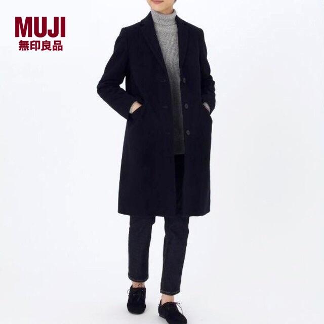 MUJI (無印良品)(ムジルシリョウヒン)の新品 無印良品✨MUJI フレンチウール混 チェスターコート ネイビー サイズS レディースのジャケット/アウター(チェスターコート)の商品写真