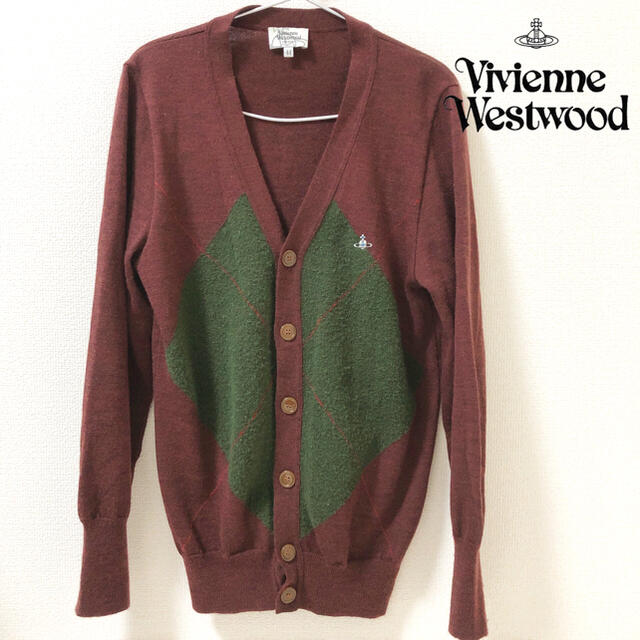 Vivienne Westwood(ヴィヴィアンウエストウッド)のVWM ブラウン×グリーン アーガイル柄 カーディガン ヴィヴィアンウエストウ メンズのトップス(カーディガン)の商品写真