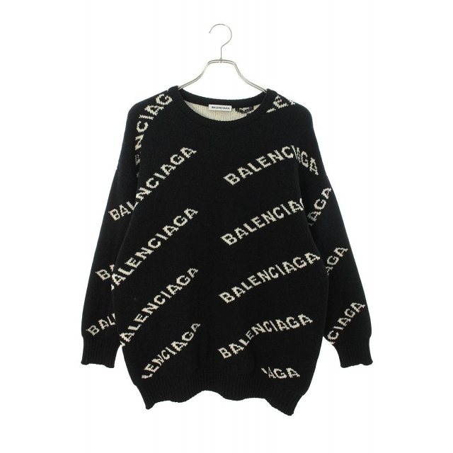 日本最大のブランド Balenciaga L メンズ ロゴ総柄ジャガードオーバー