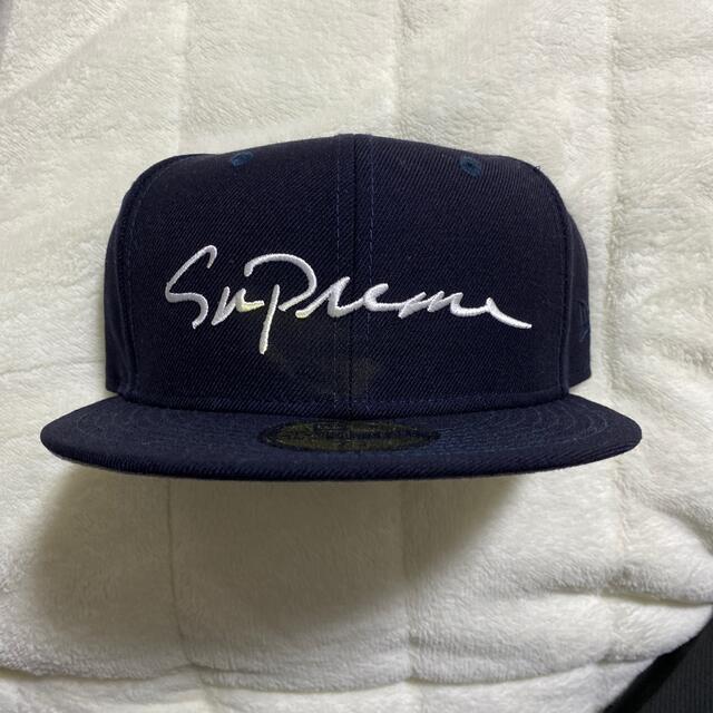 supreme new era ネイビー7.3/8