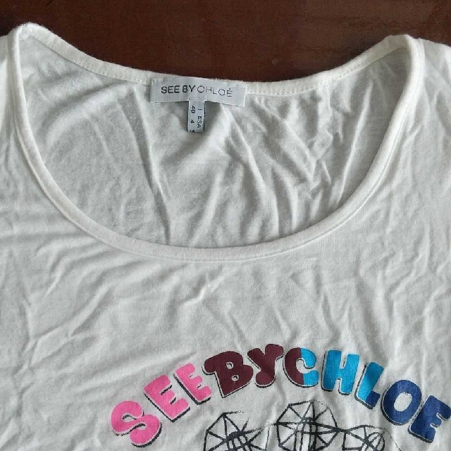 SEE BY CHLOE(シーバイクロエ)のシーバイクロエ See By Chloé ロンＴ 長袖Tシャツ 白 ロゴTシャツ レディースのトップス(Tシャツ(長袖/七分))の商品写真