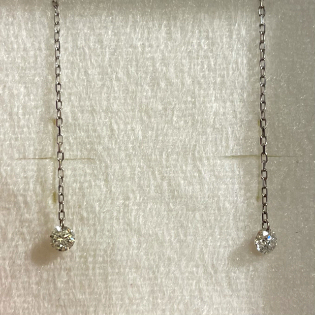18KWG 天然ダイヤモンド チェーンピアス アメリカンピアス - ピアス