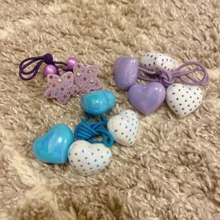 クレアーズ(claire's)の子供用 ヘアゴム 3種セット Claire's ハート 紫 水色 女の子用(その他)