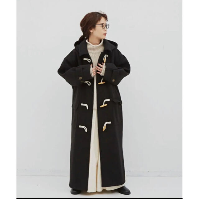 【新品タグ付き】リブラ ロングダッフルコート ブラック レディースのジャケット/アウター(ロングコート)の商品写真