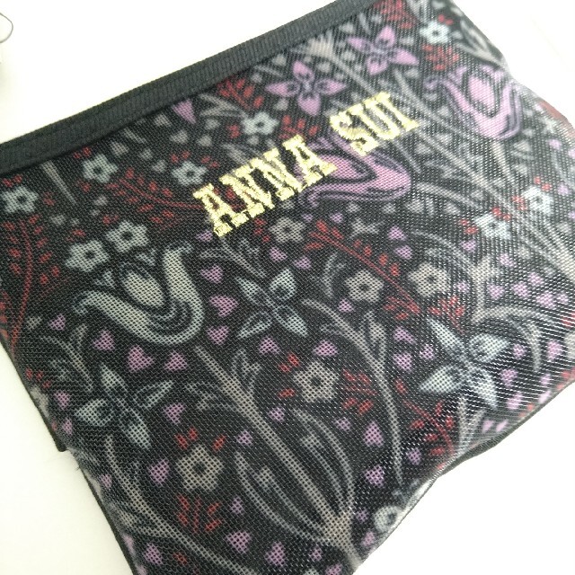 ANNA SUI(アナスイ)のアナスイ　チューリップメッシュポーチ　ティッシュポーチ　ブラック／レッド／ピンク レディースのファッション小物(ポーチ)の商品写真