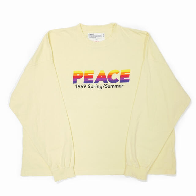 DAIRIKU PEACE ヴィンテージ ダメージ加工 ロンT イエロー メンズのトップス(Tシャツ/カットソー(七分/長袖))の商品写真