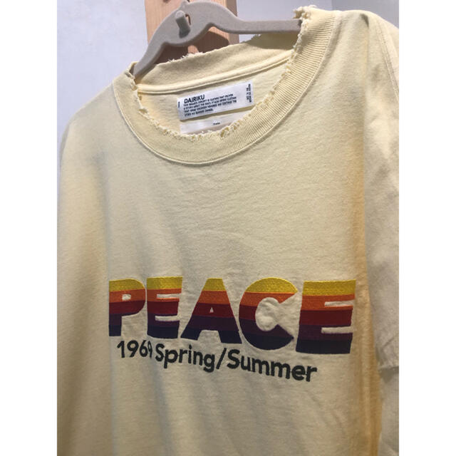 DAIRIKU PEACE ヴィンテージ ダメージ加工 ロンT イエロー メンズのトップス(Tシャツ/カットソー(七分/長袖))の商品写真