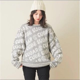 キューブシュガー(CUBE SUGAR)のCube sugar    ブラッシングモヘアロゴクループルオーバー　新品(ニット/セーター)