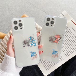 トムとジェリー　クリア　シンプル　お揃い　可愛い　iPhone13ケース(iPhoneケース)