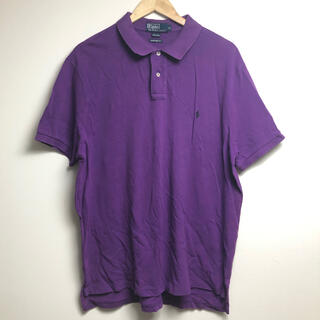 ポロラルフローレン(POLO RALPH LAUREN)の古着　ポロラルフローレン　パープル　半袖　ポロシャツ　ビックサイズ　刺繍　紫(ポロシャツ)