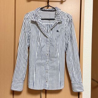 バーバリーブルーレーベル(BURBERRY BLUE LABEL)のバーバリーブルーレーベル♡フリル付きストライプシャツ(シャツ/ブラウス(長袖/七分))