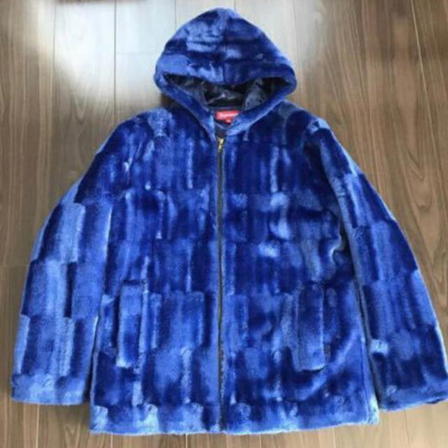 BlueサイズSupreme Faux Fur Hooded Zip Jacket ブルー M