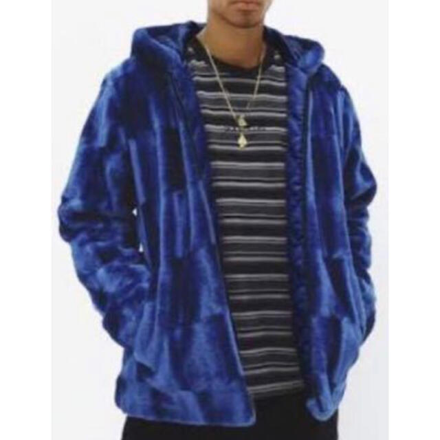 BlueサイズSupreme Faux Fur Hooded Zip Jacket ブルー M