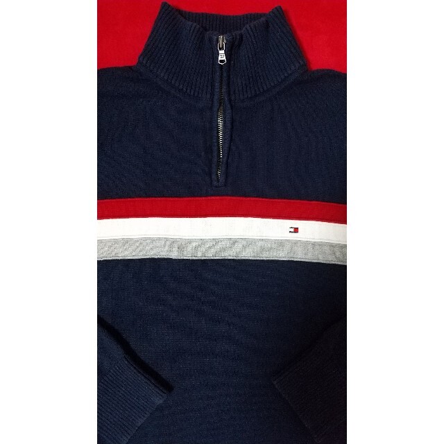 TOMMY HILFIGER(トミーヒルフィガー)のトミーヒルフィガー ハーフジップ リブニットセータートリコロールカラー 匿名発送 メンズのトップス(ニット/セーター)の商品写真