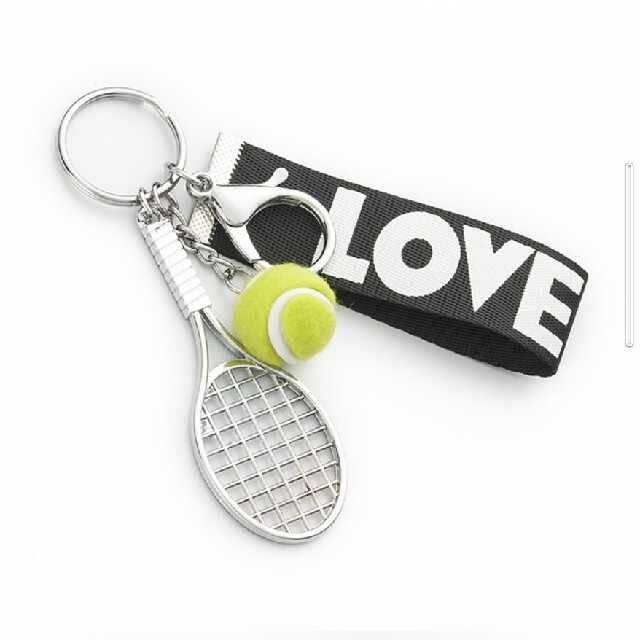 テニスラケット＆ボール　キーホルダー　キーリング　2個目は半額　プレゼント レディースのファッション小物(キーホルダー)の商品写真