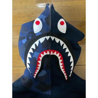A BATHING APE - BAPE シャークパーカー 紺 ネイビー Lの通販 by 3239