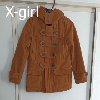 エックスガール(X-girl)のエックスガール キャメル コート M 中古 美品 ベージュ ダッフル(ダッフルコート)