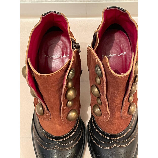 MANA マナ ショートブーツ バイカラー レディースの靴/シューズ(ブーツ)の商品写真