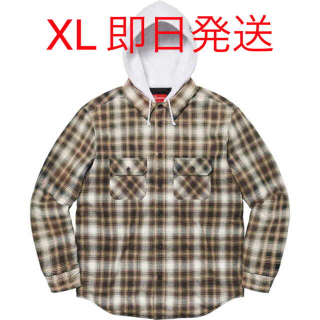 Supreme(シュプリーム)のSupreme Hooded Flannel Zip Up Shirt 茶色 メンズのトップス(Tシャツ/カットソー(七分/長袖))の商品写真