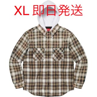 シュプリーム(Supreme)のSupreme Hooded Flannel Zip Up Shirt 茶色(Tシャツ/カットソー(七分/長袖))