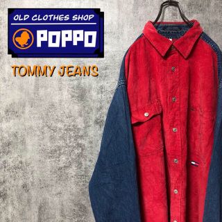 トミーヒルフィガー(TOMMY HILFIGER)の【テク凛々様専用】トミージーンズ☆刺繍ロゴWポケットコーデュロイデニム切替シャツ(シャツ)