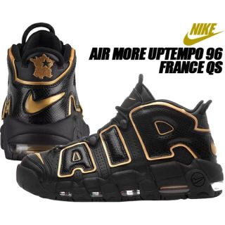 ナイキ(NIKE)のNIKE AIR MORE UPTEMPO 96 ブラックゴールド　US10.5(スニーカー)