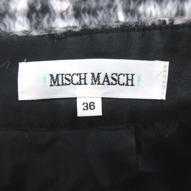 MISCH MASCH(ミッシュマッシュ)のミッシュマッシュ 台形スカート ひざ丈 シャギー チェック 36 黒 白 レディースのスカート(ひざ丈スカート)の商品写真