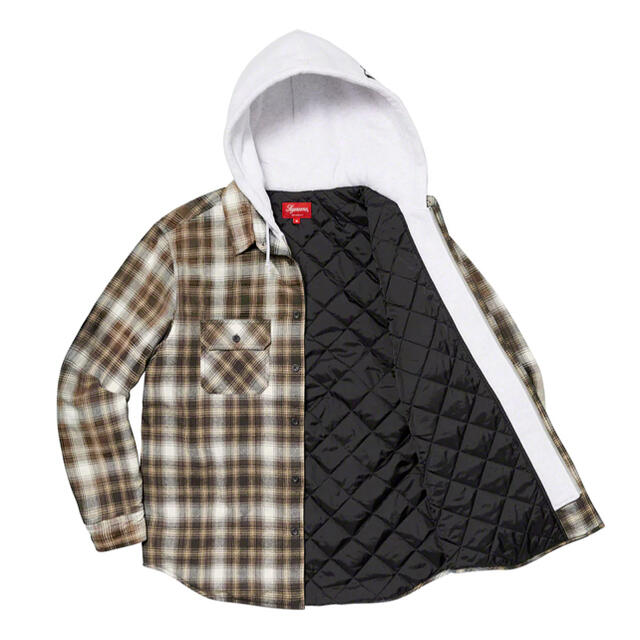 Supreme Hooded Flannel Zip Up Shirt 青 M