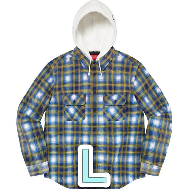 supreme Hooded Flannel Zip Up Shirt 青